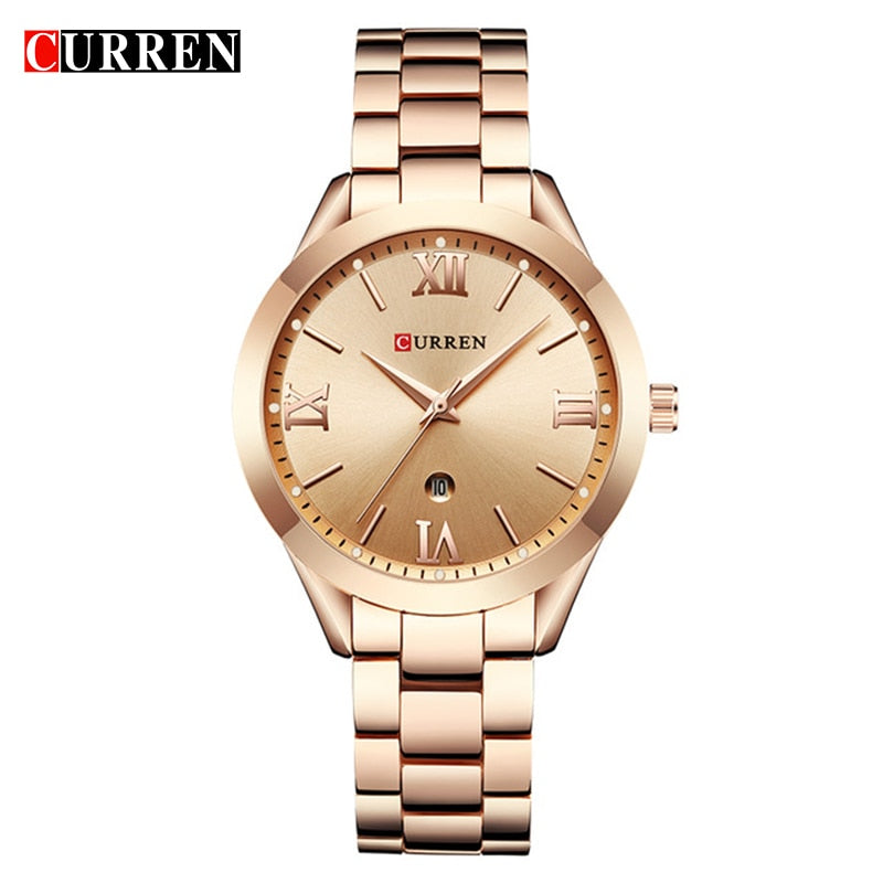 CURREN 9007 Top Luxury Brand Women Quartz Watch Ladies wristwatches relogio feminino rose gold