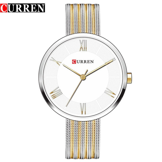 CURREN Brand Fashion Wristwatches Women Stainless Steel Band Women Dress Watches Women Quartz-Watch Relogio Feminino New Gold