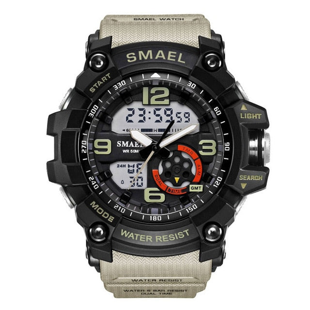 LED Dual Time Men Clock 1617 reloj hombre Sport