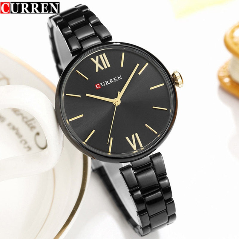 Women's Fashion Black Quartz Watch 2018 Curren Watches Women Brand Luxury Stainless Steel Bracelet Jewelry Wristwatch For Ladies
