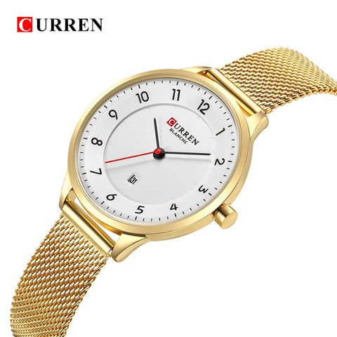 CURREN Fashion Gold Women Watches 9012 Stainless Steel Ultra thin Quartz Watch Woman Romantic Clock Women's Watches Montre Femme